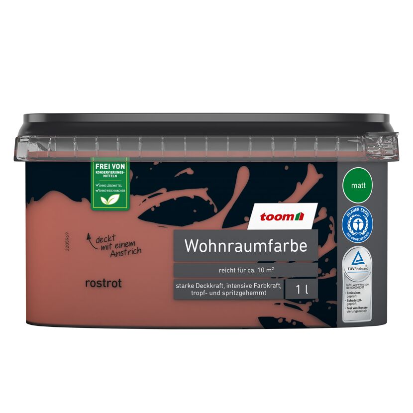Rostrote Wohnraumfarbe von toom im 1-Liter-Eimer