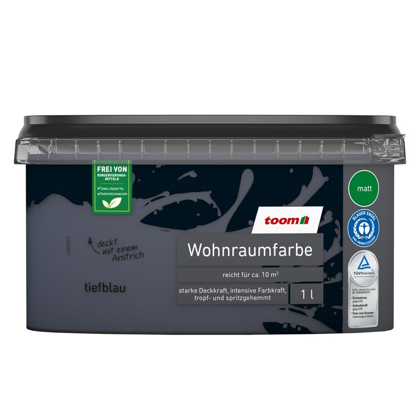 toom Wohnraumfarbe tiefblau, 1 l