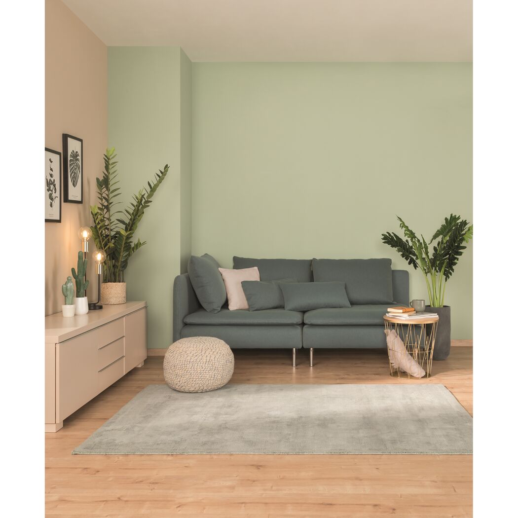 Wohnzimmer mit mintgrüner Wandfarbe