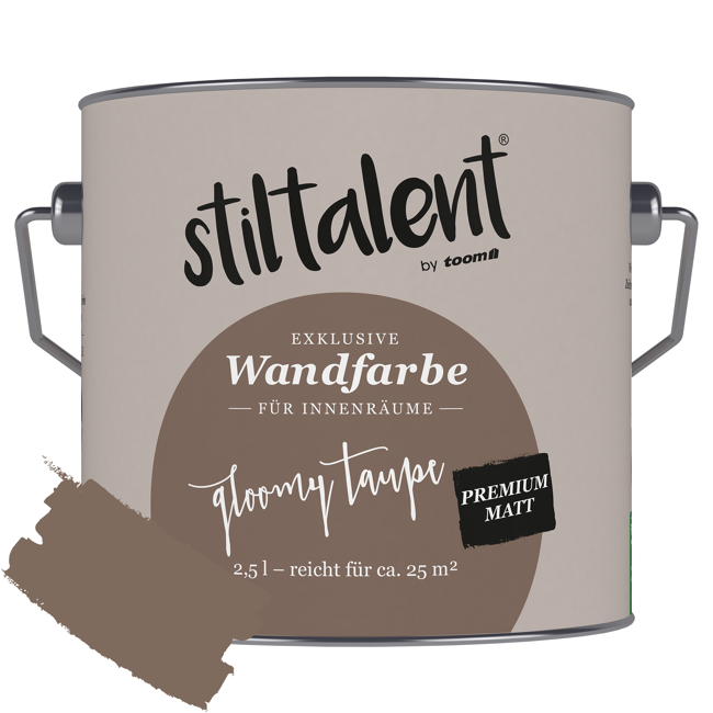 Bild von Wandfarbe 'Gloomy Taupe' taupe matt 2,5 l