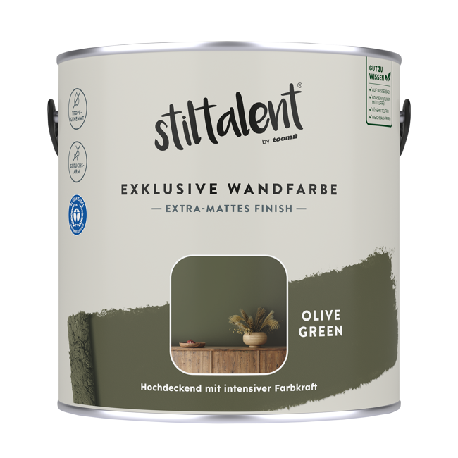 Bild von Wandfarbe 'Olive Green' olivgrün matt 2,5 l