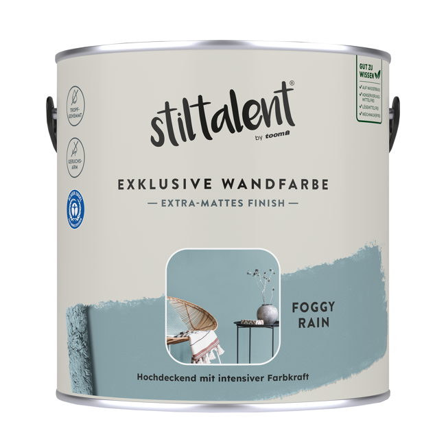 Bild von Wandfarbe 'Foggy Rain' blau matt 2,5 l
