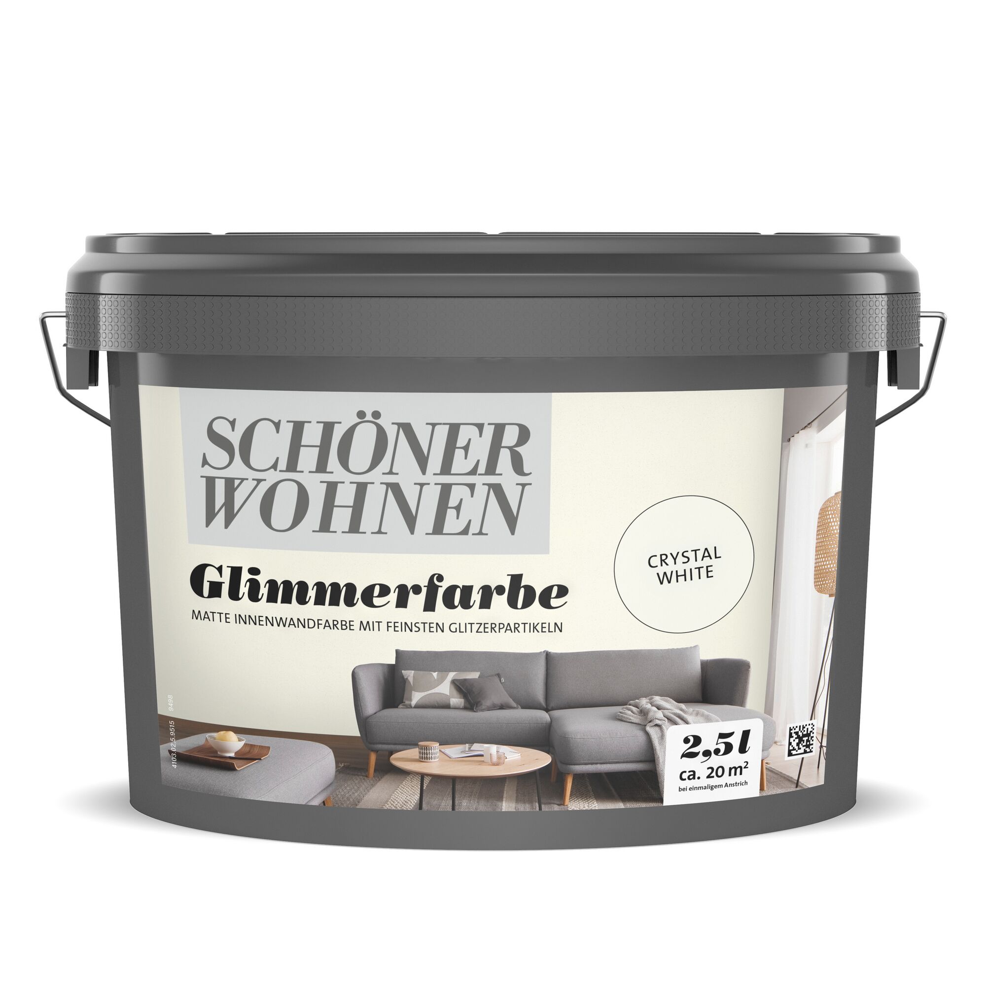 2,5l-Eimer Schöner Wohnen Glimmerfarbe Crystal White