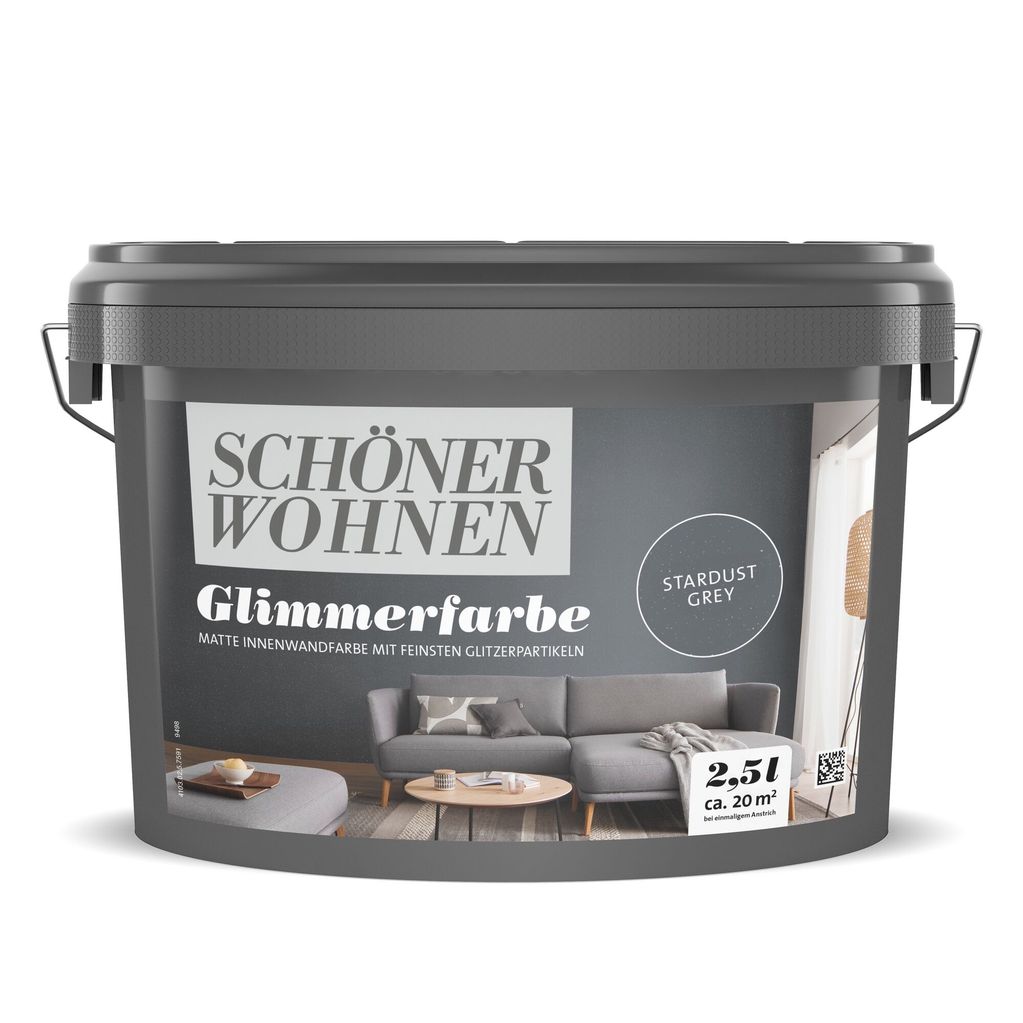 Eimer Glimmerfarbe Stardust Grey, 2,5 l