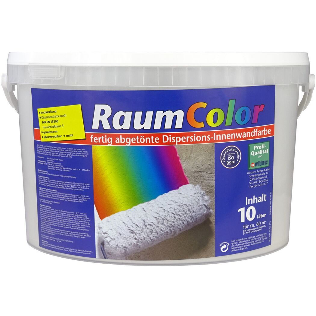 Eimer mit weißer Farbe und Farbrolle