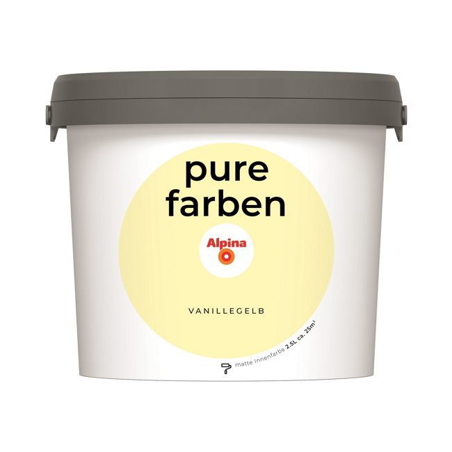 Bild von Wandfarbe 'Pure Farben' vanillegelb matt 2,5 l