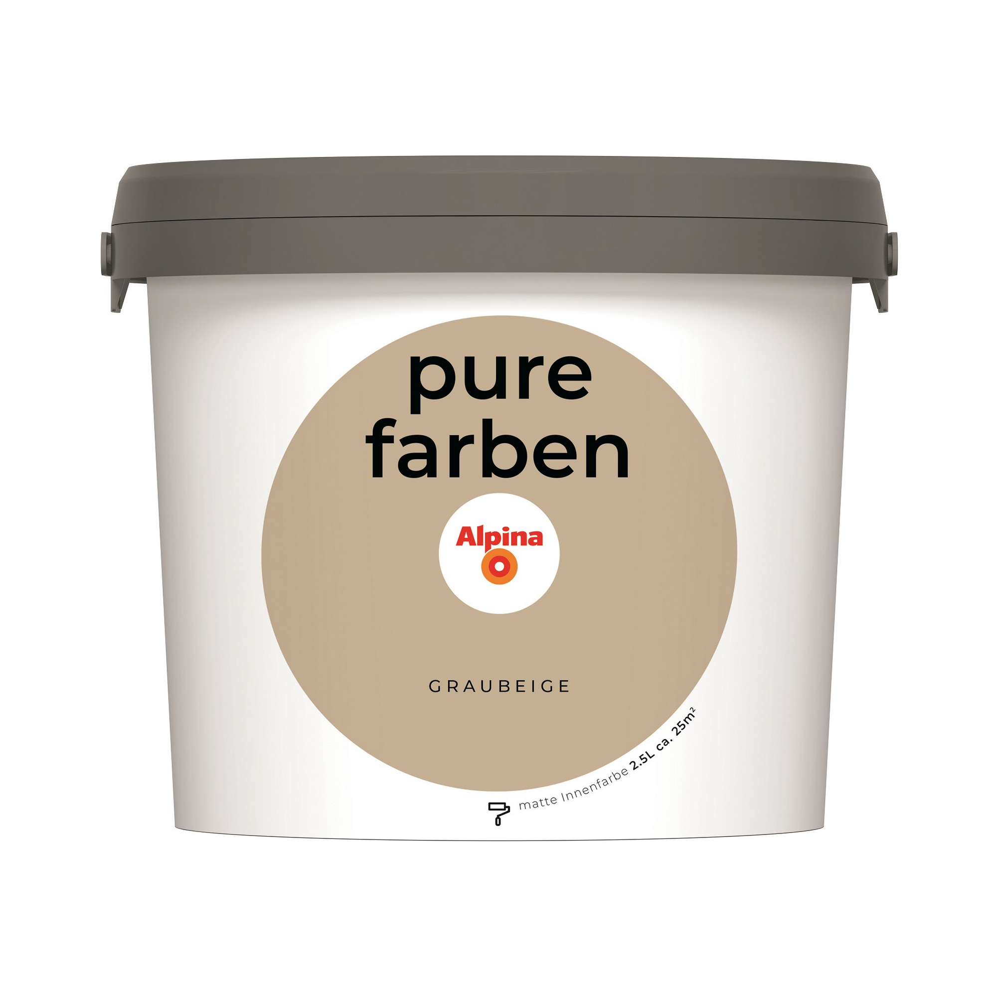 Alpina Wandfarbe ‚pure farben‘ graubeige matt 2,5 l