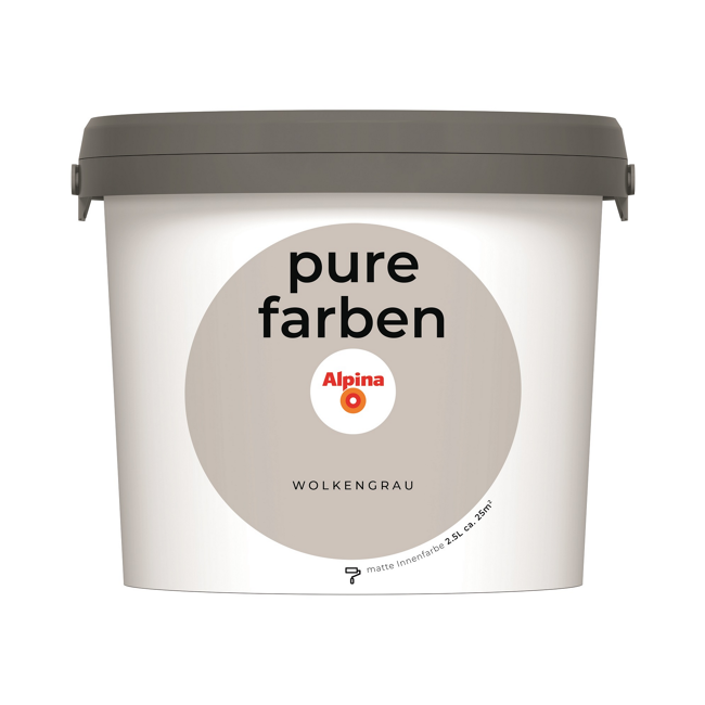 Bild von Wandfarbe 'pure farben' wolkengrau matt 2,5 l