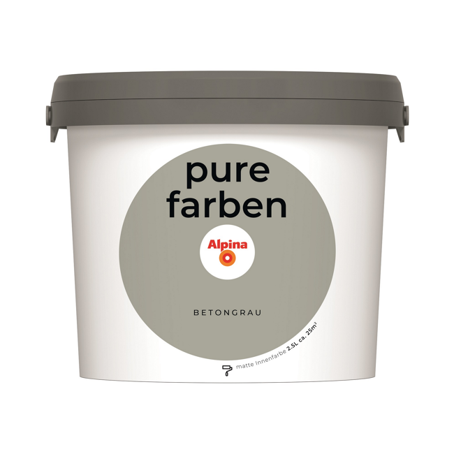 Bild von Wandfarbe 'pure farben' betongrau matt 2,5 l