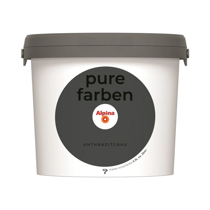 Eimer Alpina Pure Farben Anthrazitgrau, 2,5 l