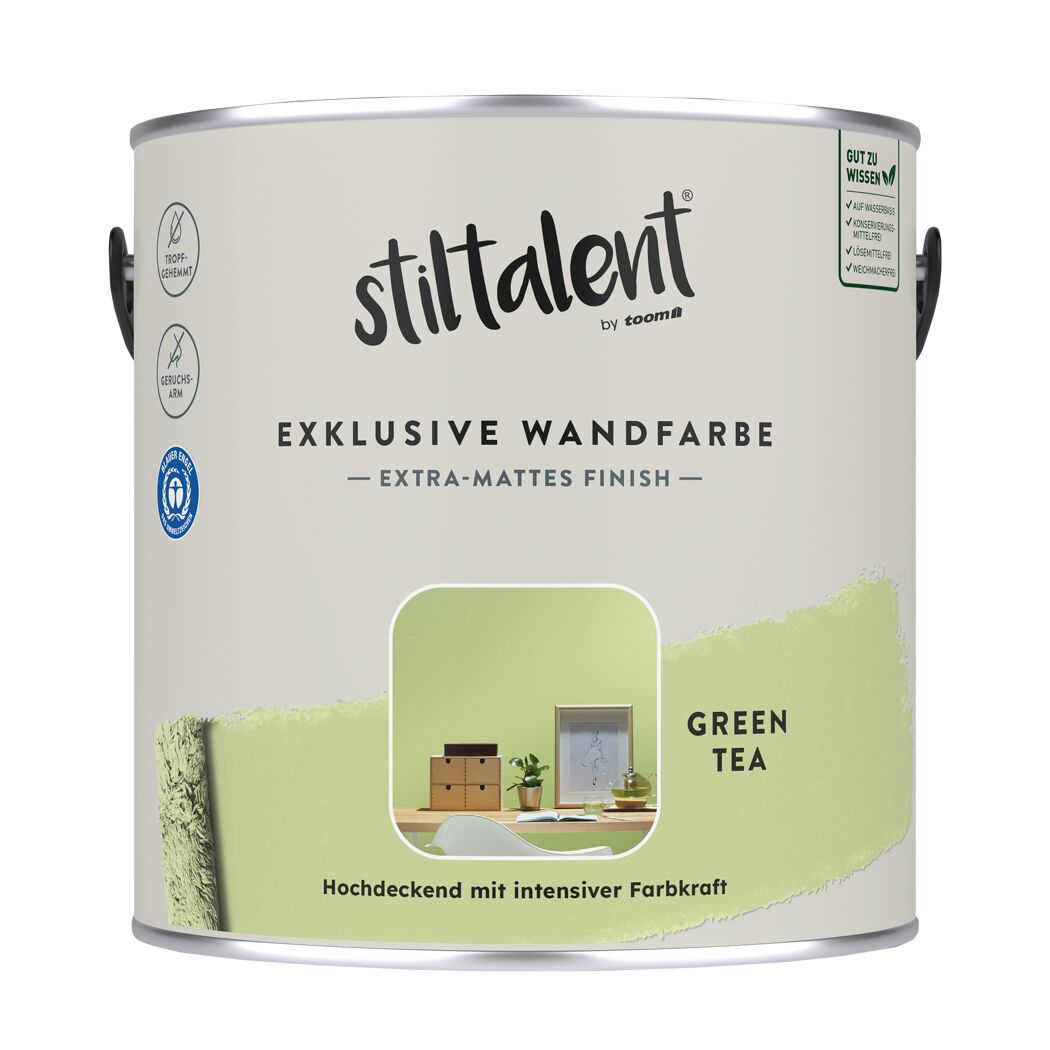 Wandfarbe 'green tea' matt 2,5 l