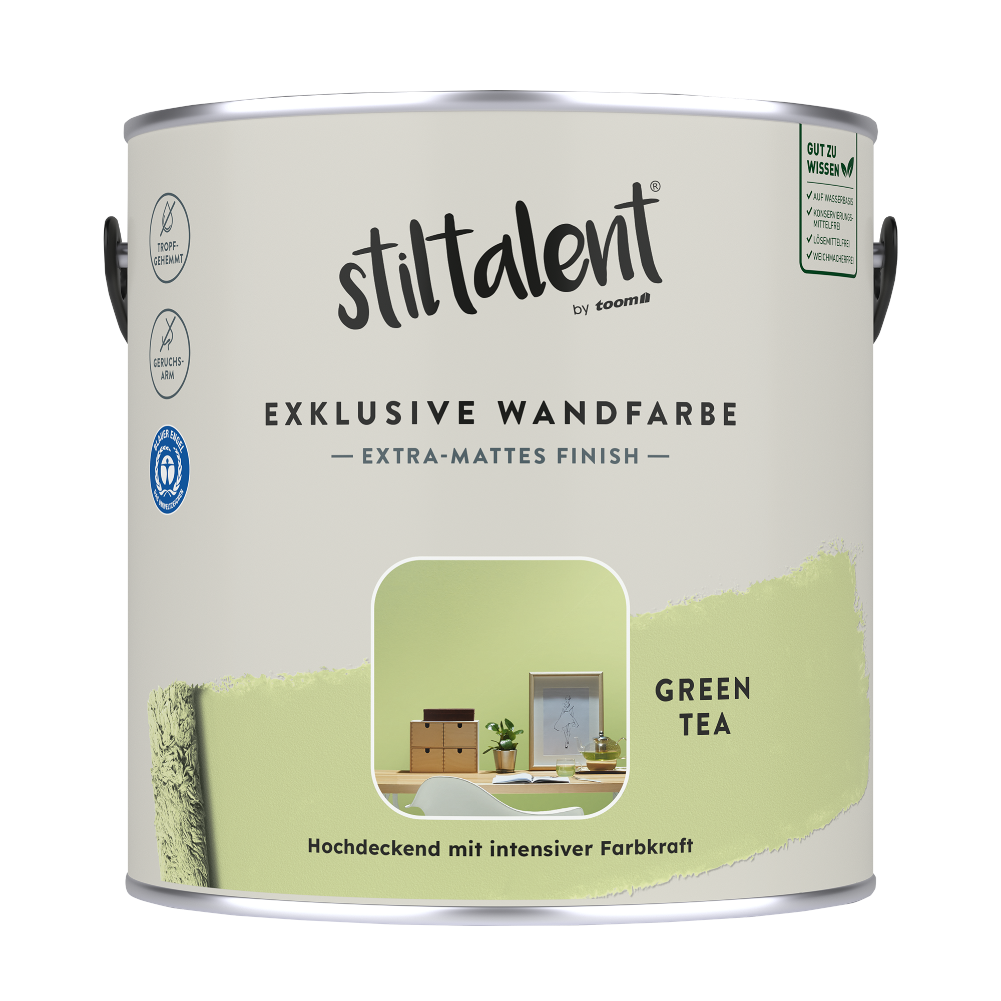 Wandfarbe 'green tea' matt 2,5 l + product picture