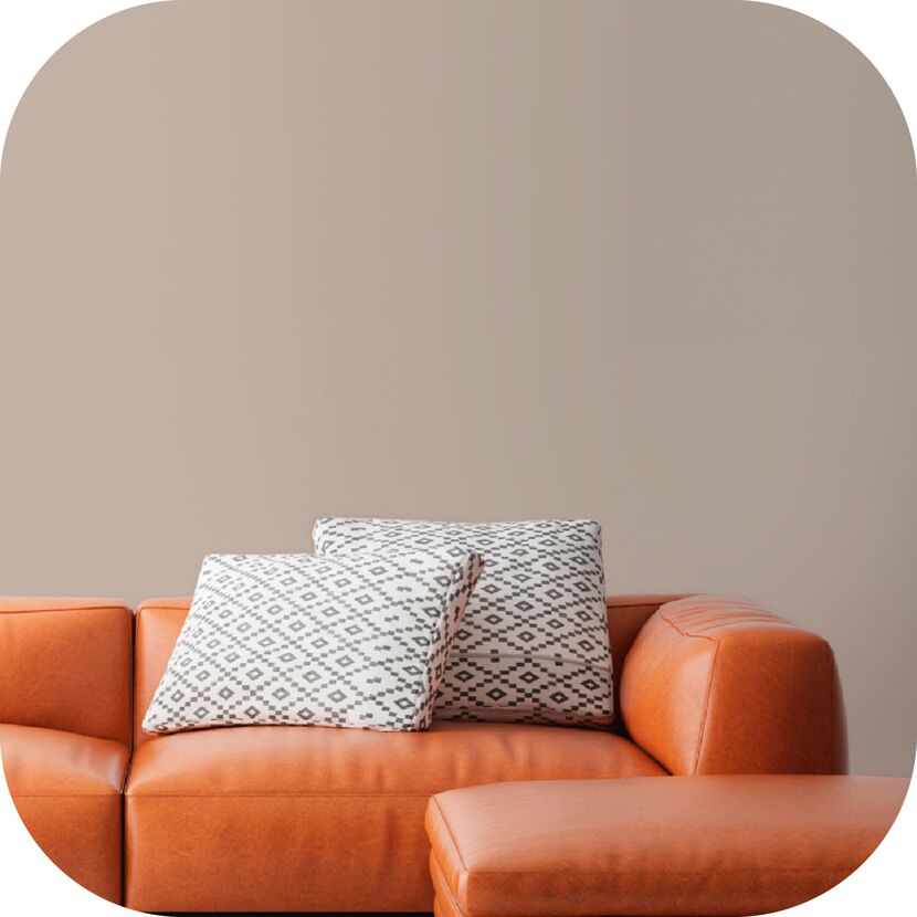 Ledercouch mit Kissen