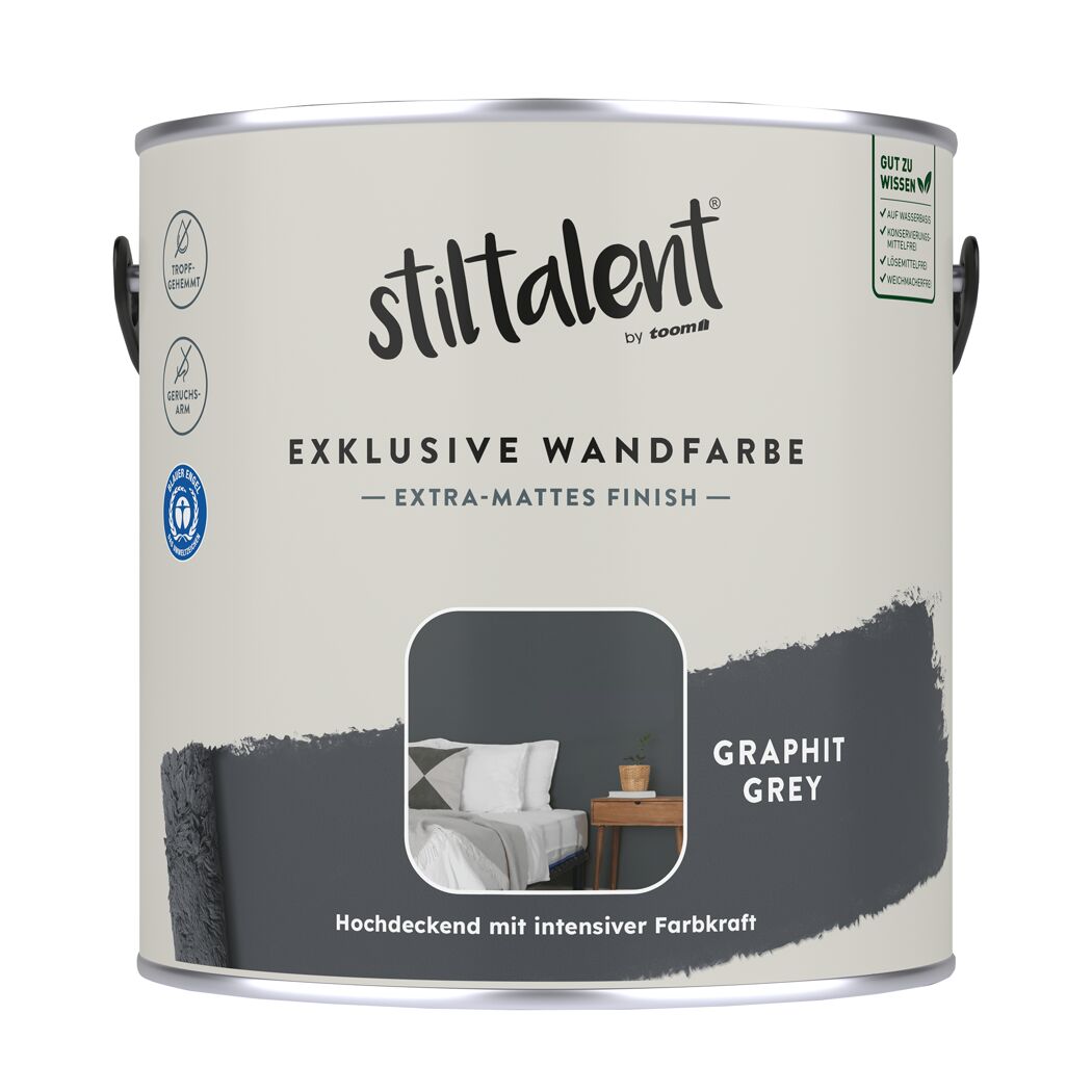 Wandfarbe 'graphit grey' matt 2,5 l