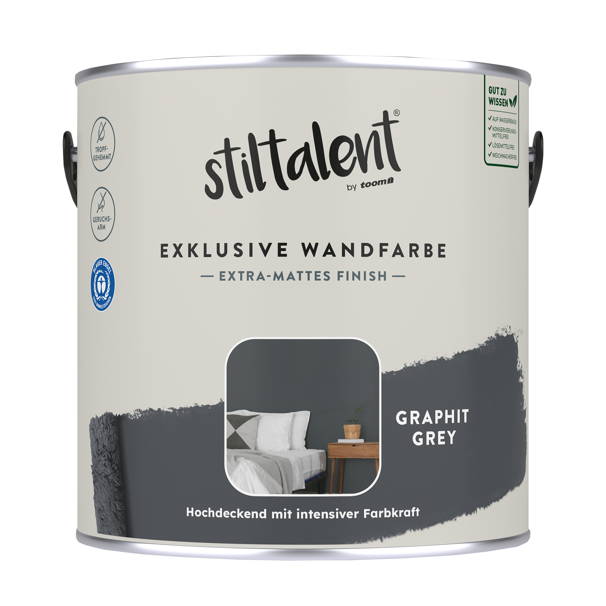 Wandfarbe 'graphit grey' matt 2,5 l + product picture