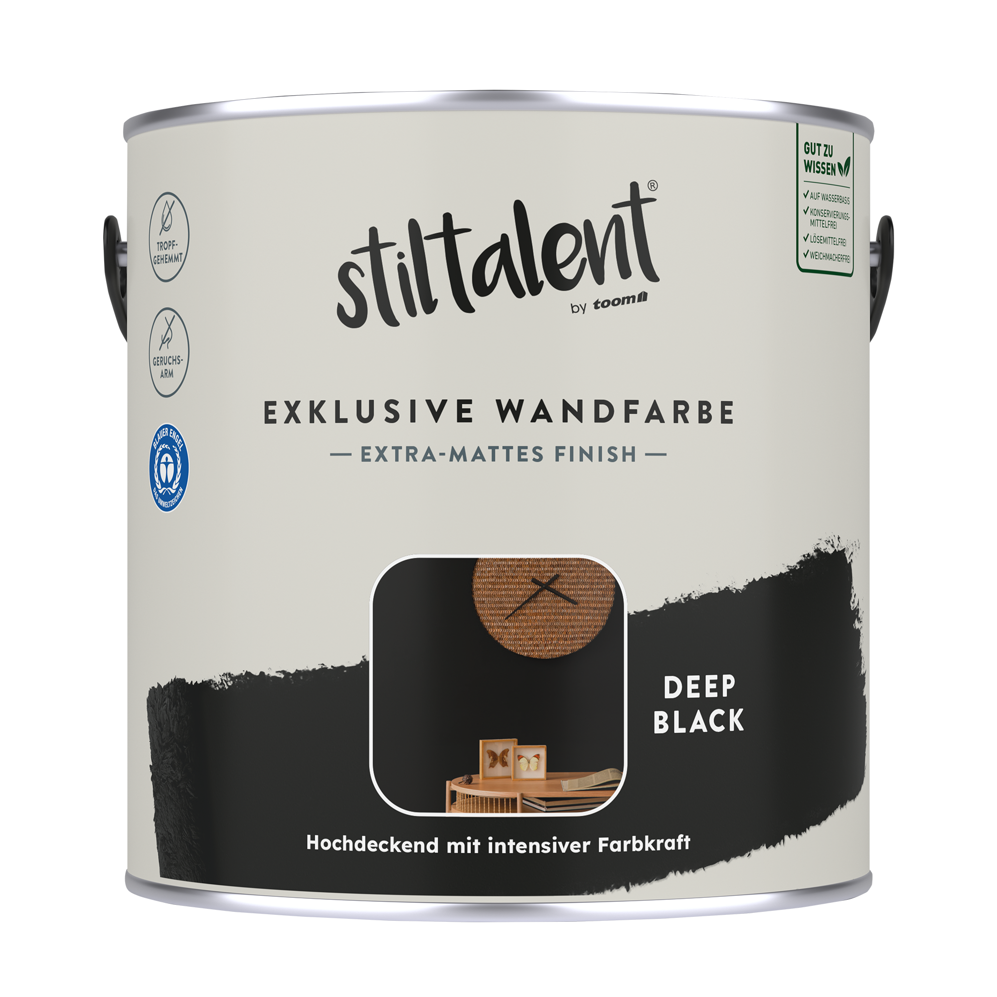 Wandfarbe 'deep black' matt 2,5 l
