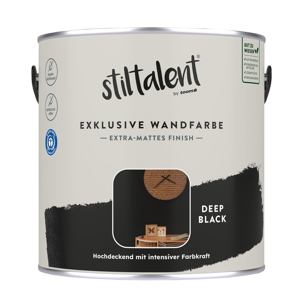 Wandfarbe 'deep black' matt 2,5 l