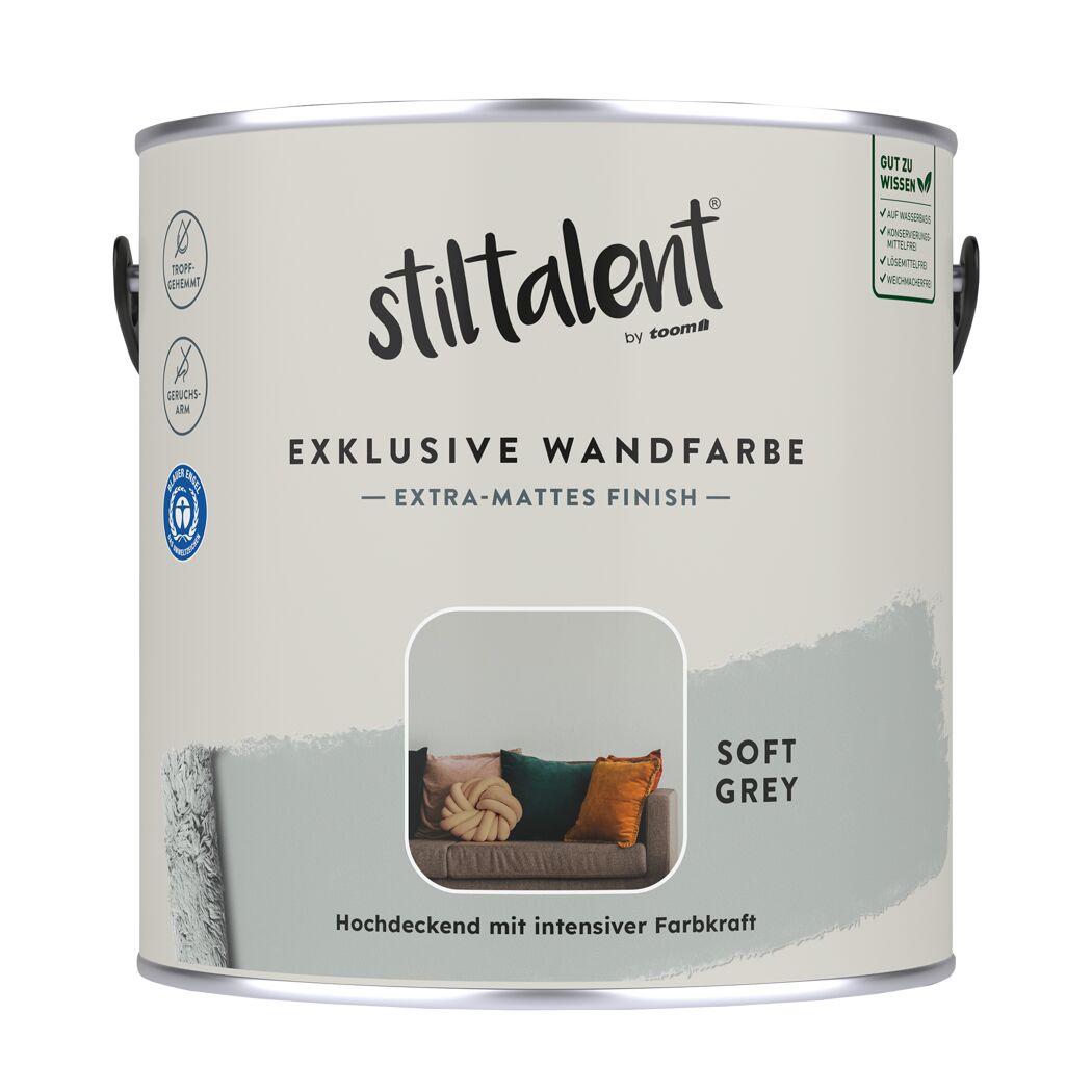 Wandfarbe 'soft grey' matt 2,5 l