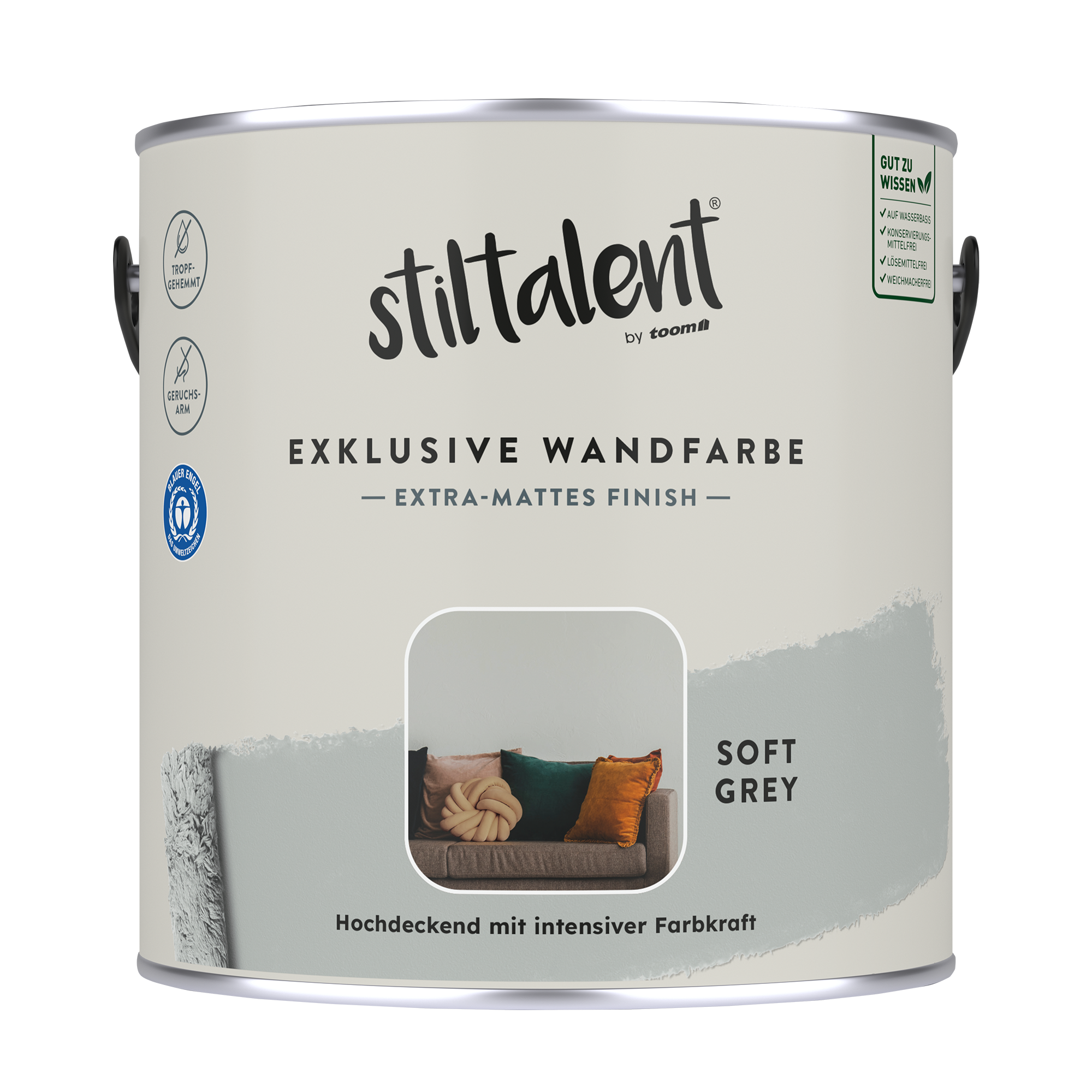 Wandfarbe 'soft grey' matt 2,5 l + product picture