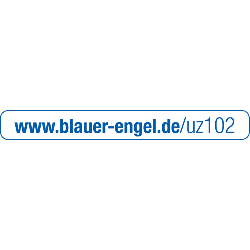 Blauer Engel Logo mit Webadresse