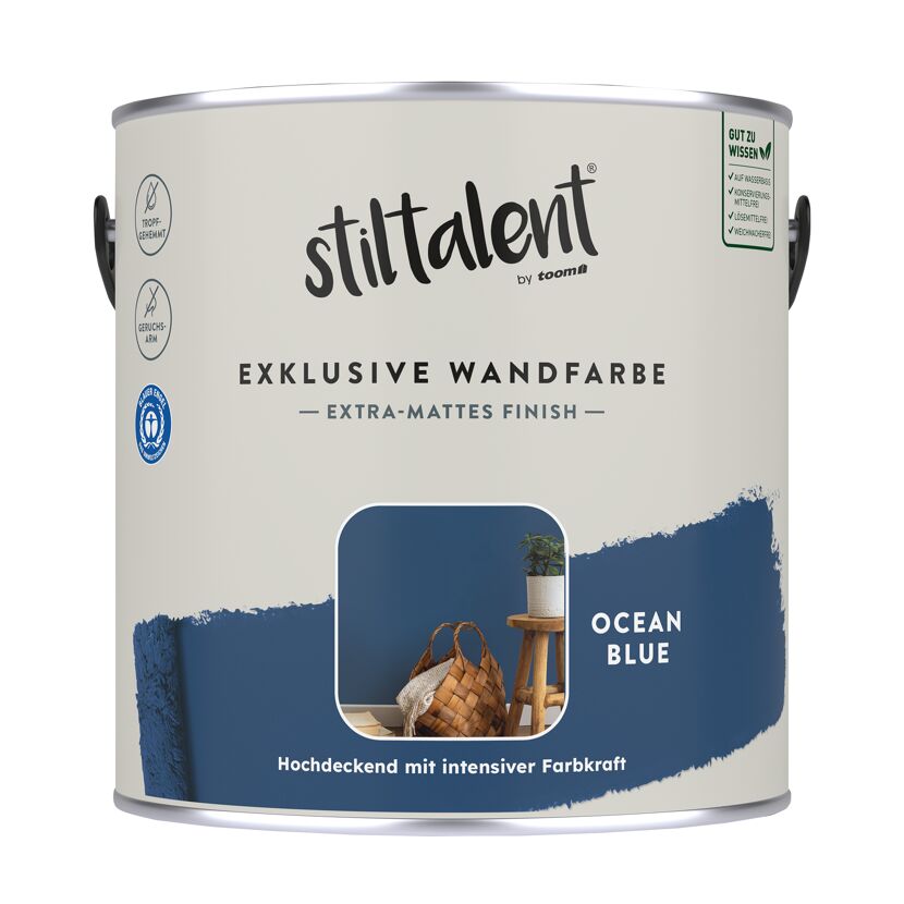 Wandfarbe 'ocean blue' matt 2,5 l