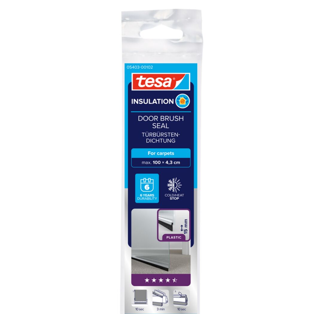 Türdichtschiene 'Insulation' für Textilböden transparent 100 x 4,3 cm