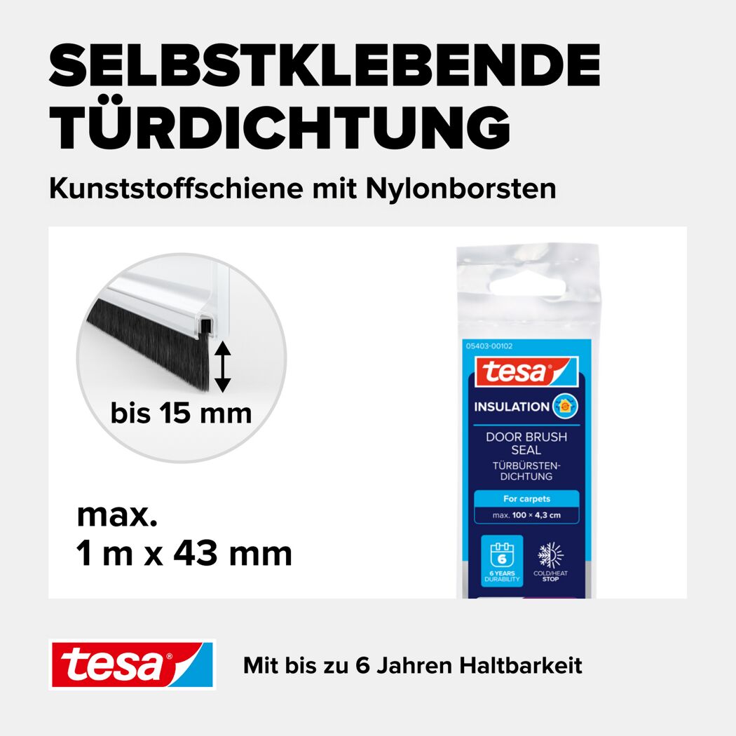 Türdichtschiene 'Insulation' für Textilböden transparent 100 x 4,3 cm