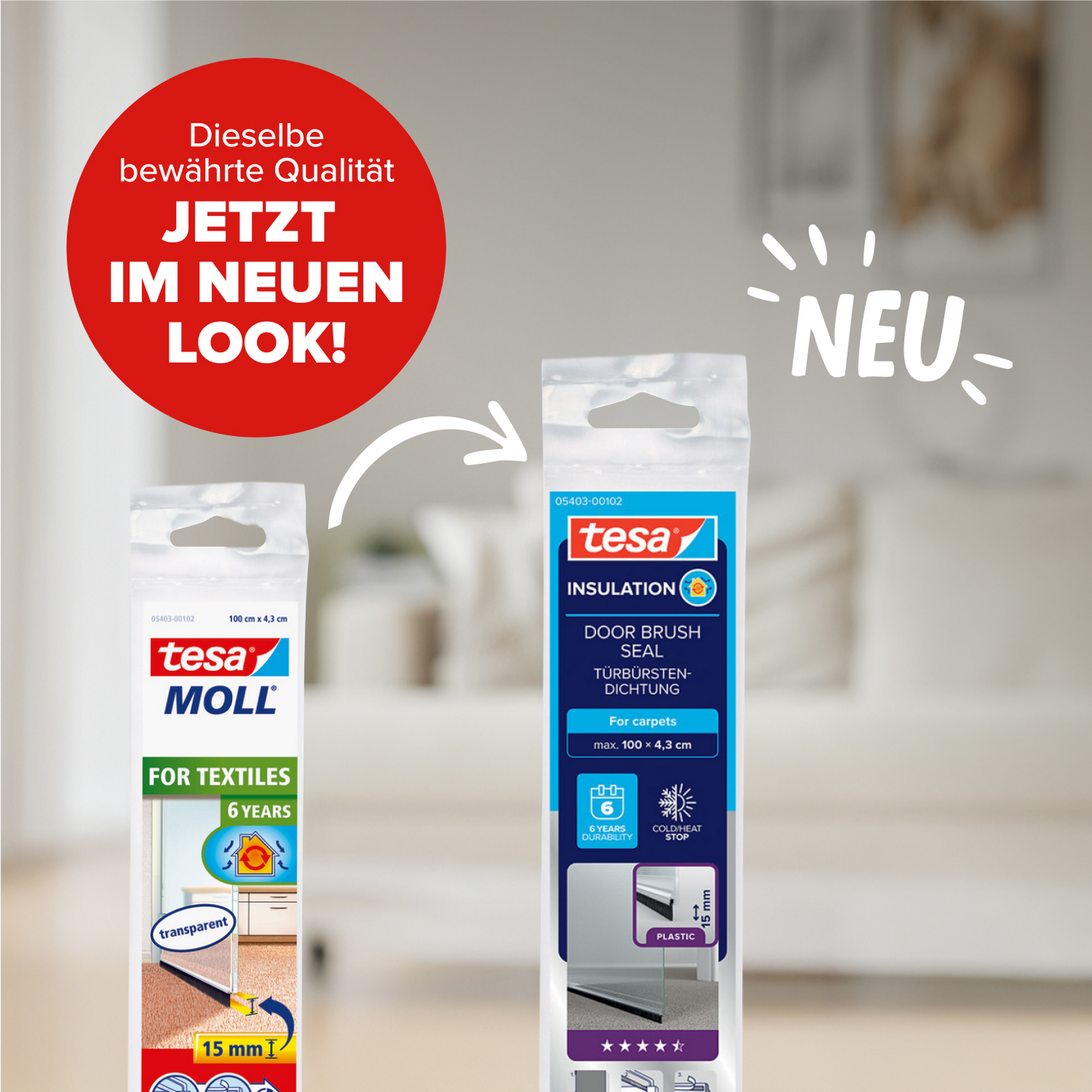 Türdichtschiene 'Insulation' für Textilböden transparent 100 x 4,3 cm