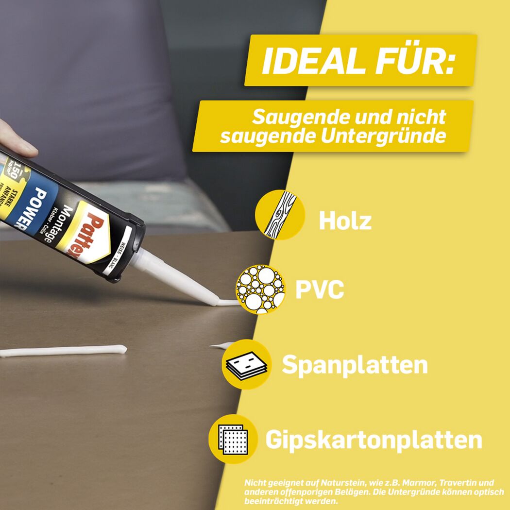 Pattex Montagekleber wird aufgetragen.