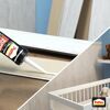 Pattex Montagekleber Super Power wird auf Holzpaneel aufgetragen
