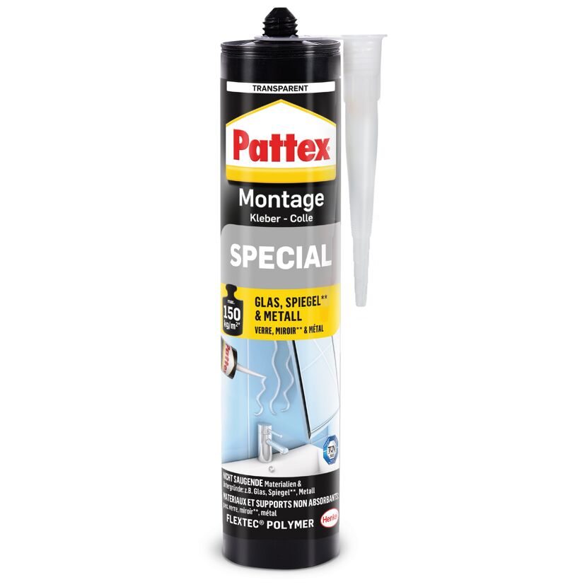 Pattex Montagekleber Spezial transparent für Glas, Spiegel und Metall
