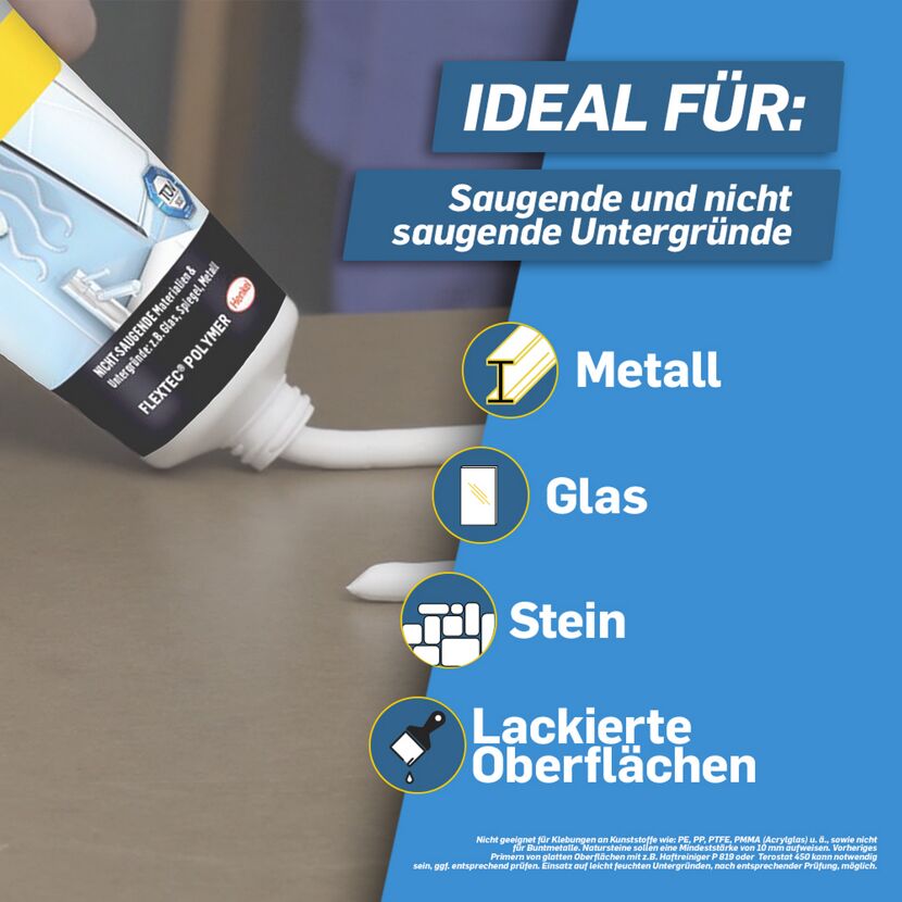 Pattex Flextec Polymer auf verschiedenen Untergründen
