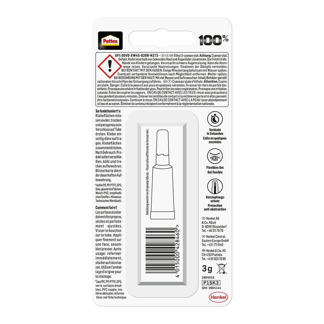 Pattex 100% Sekundenkleber Tube