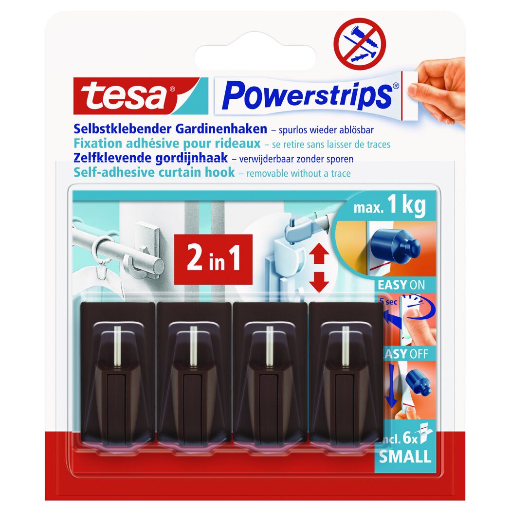 Tesa Powerstrips selbstklebende Gardinenhaken