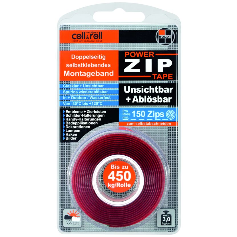 Boldt Power Zip Tape, doppelseitig, rot