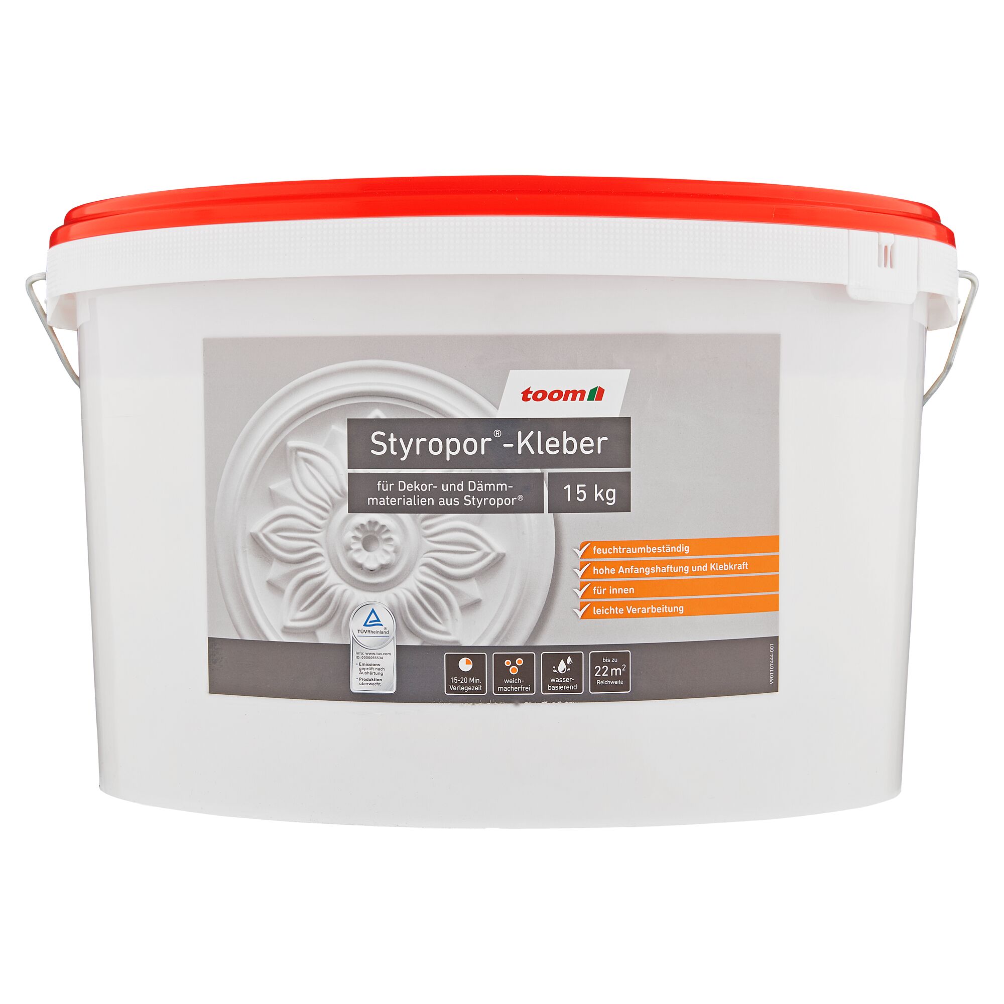 Weißer Eimer mit Styroporkleber