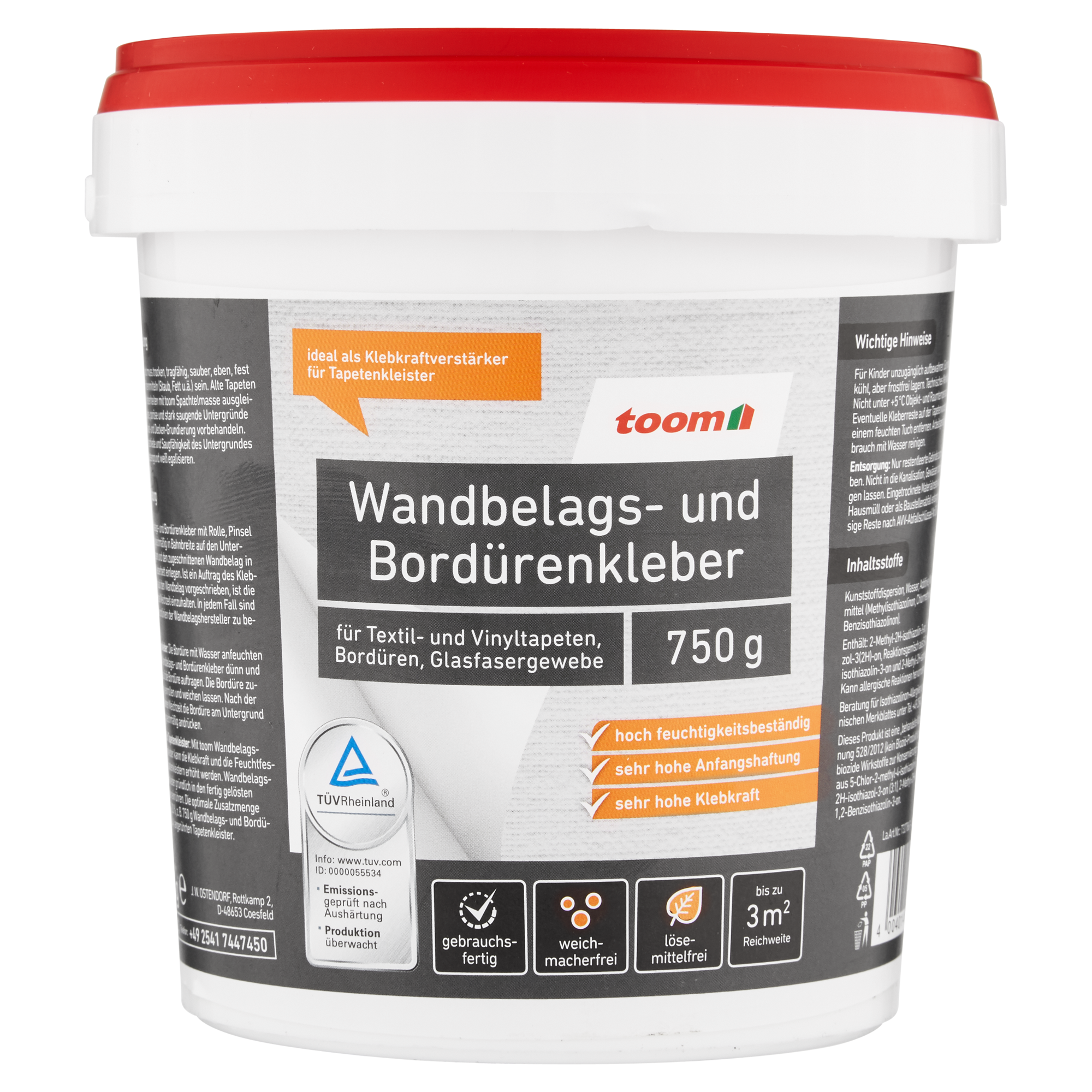 Wandbelags- und Bordürenkleber weiß 750 g + product picture