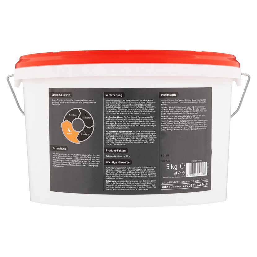 Weißer 5 kg Eimer Wandbelags- und Bordürenkleber