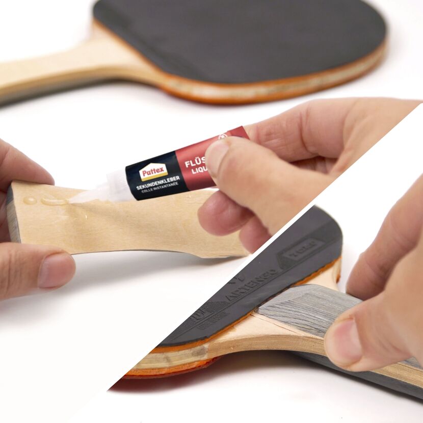 Tischtennis Schläger reparieren mit Pattex Flüssigkleber