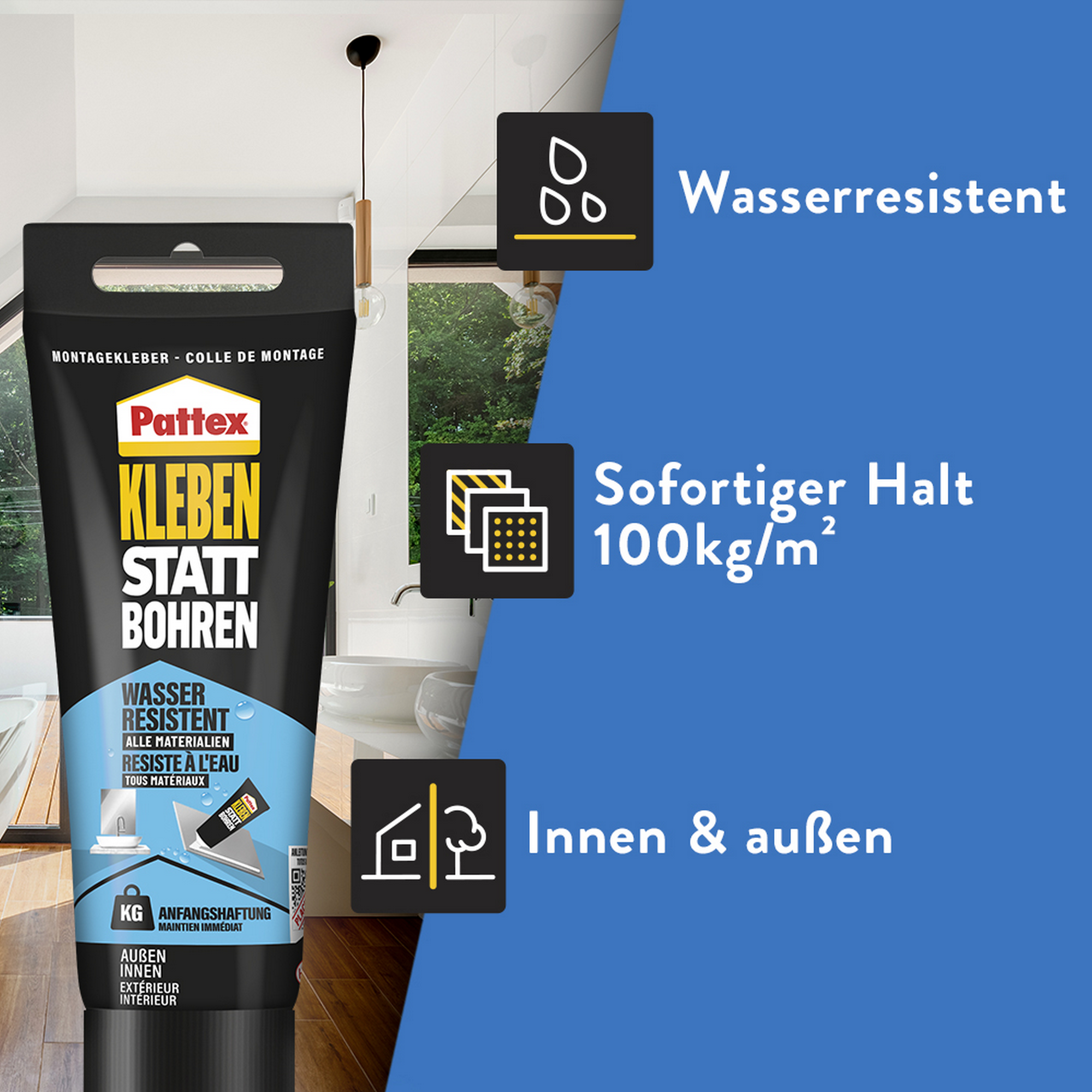 Montagekleber 'Kleben statt Bohren Wasserresistent' weiß 340 g