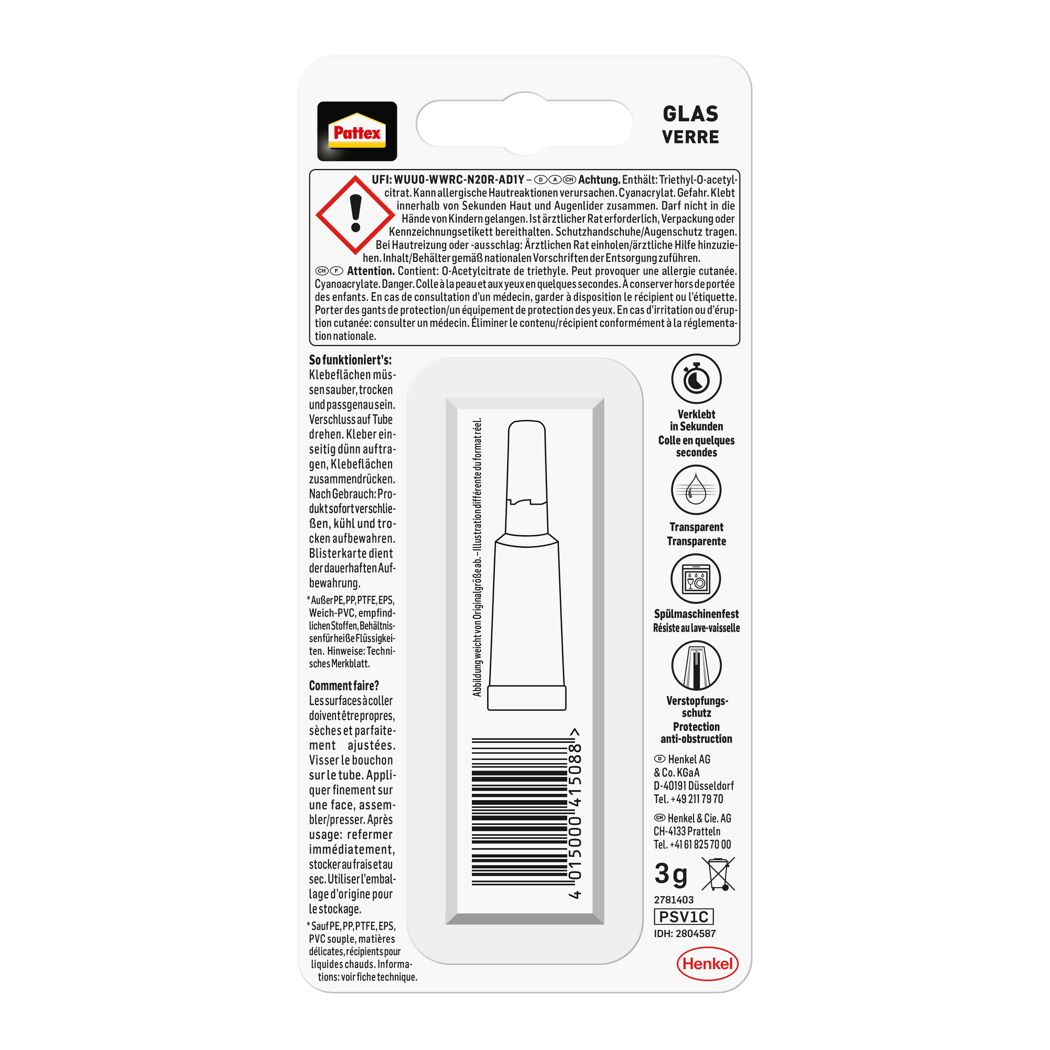 Pattex Blitz-Glas Kleber Tube