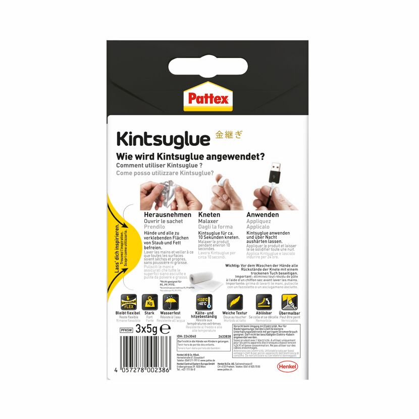 Knetkleber 'Kintsuglue' weiß 3 x 5 g