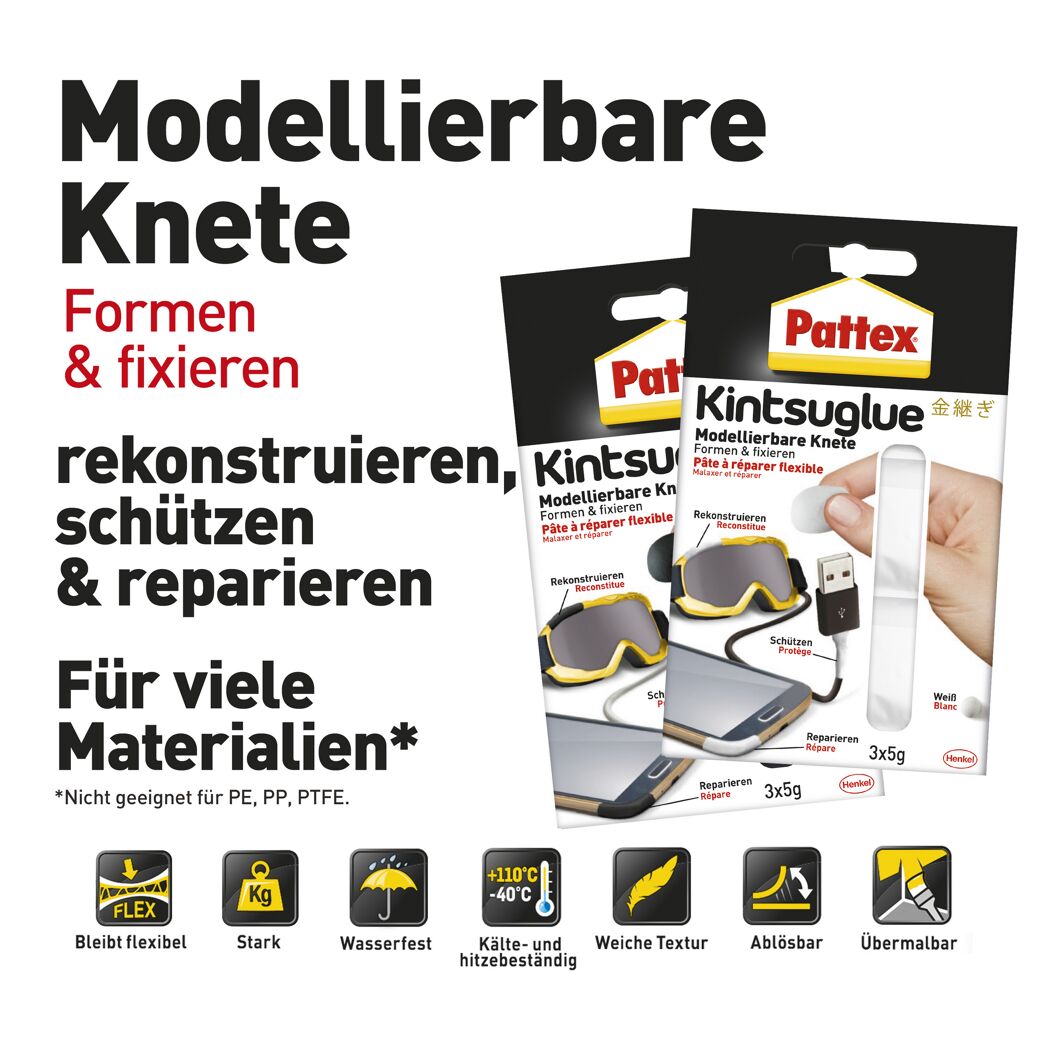 Knetkleber 'Kintsuglue' weiß 3 x 5 g