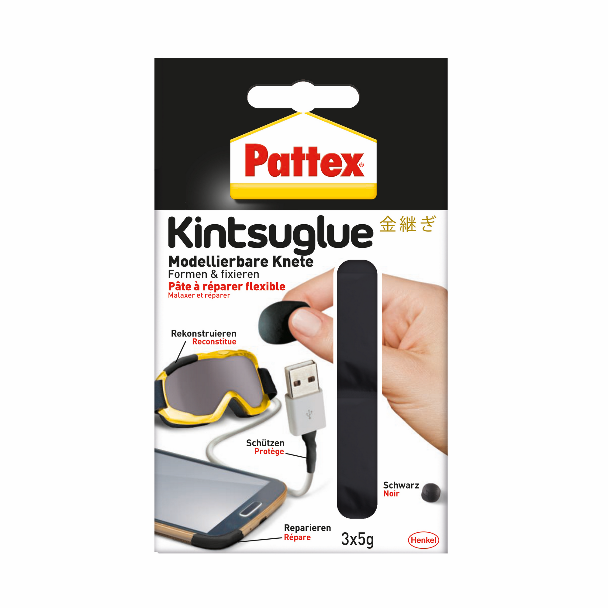 Knetkleber 'Kintsuglue' schwarz 3 x 5 g + product picture