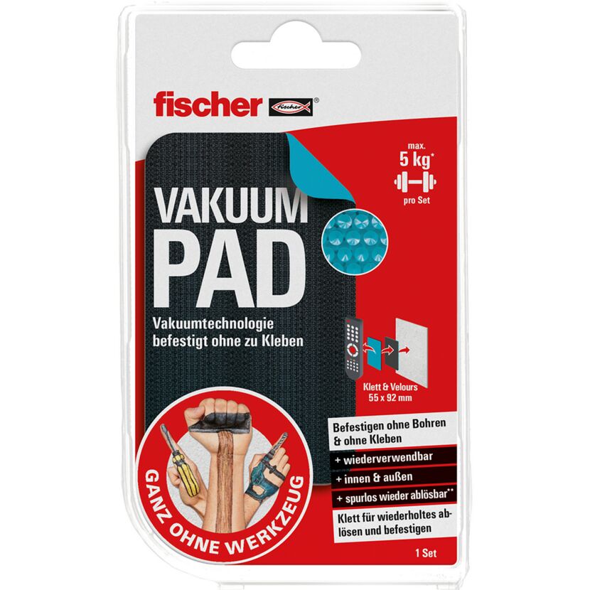 Klettpad mit Saugnäpfen 'Ganz ohne Werkzeug' eckig