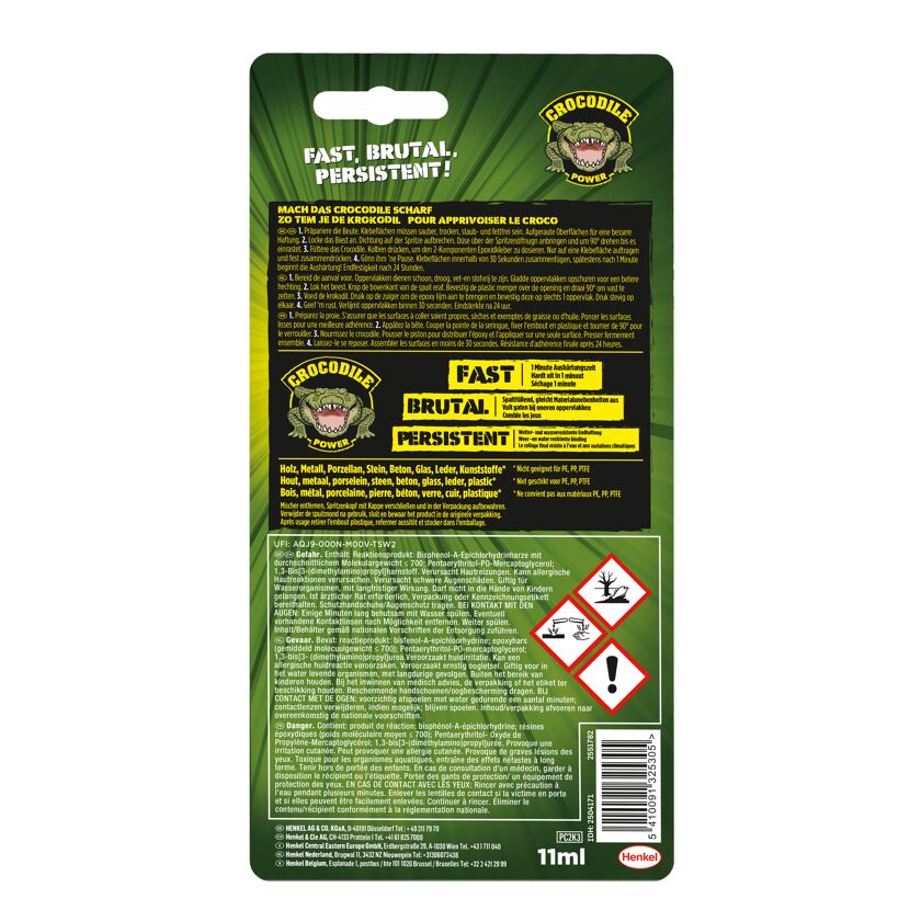 Rückseite der Verpackung von Pattex Crocodile Power