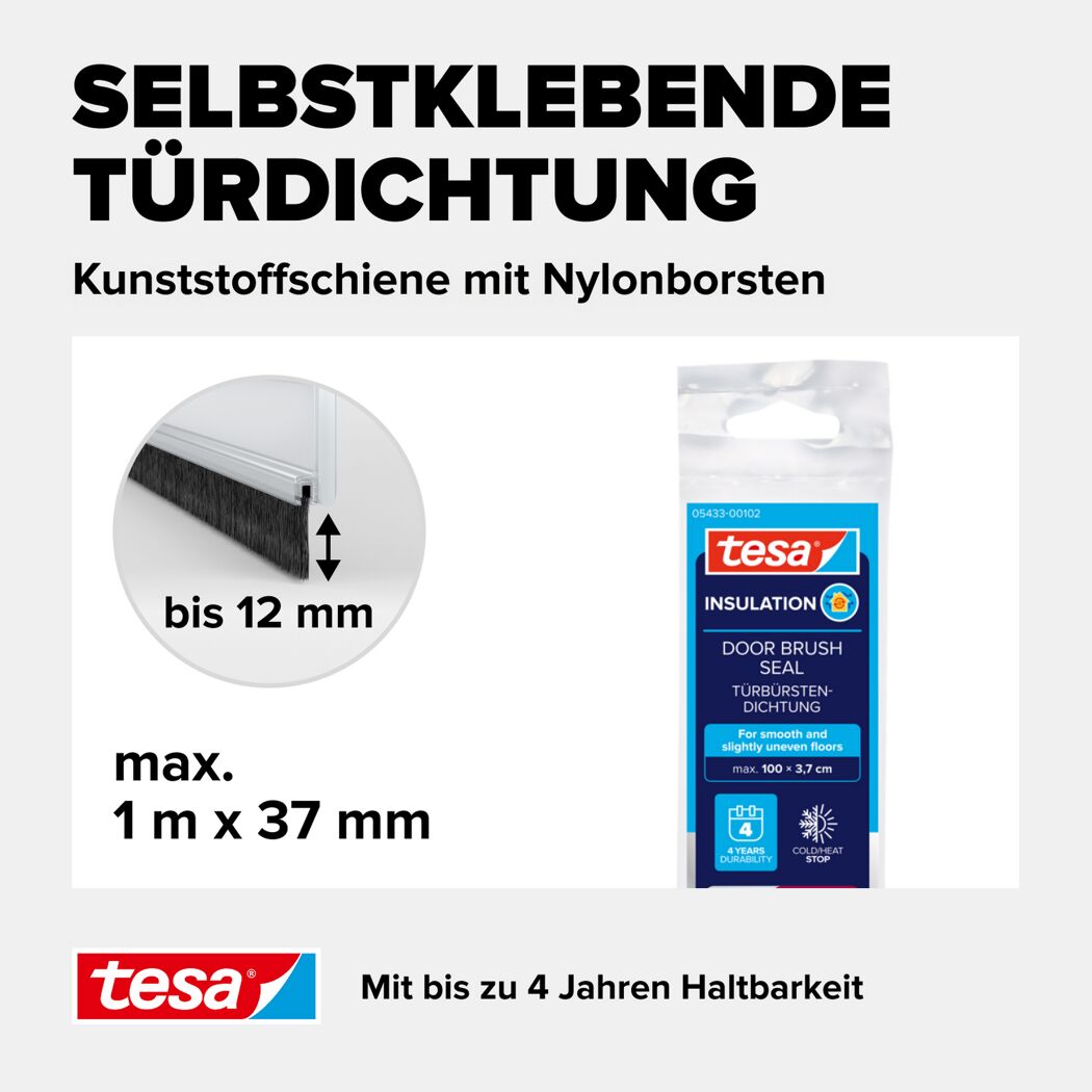 Türdichtschiene 'Insulation' für unebene Böden transparent 100 x 3,7 cm