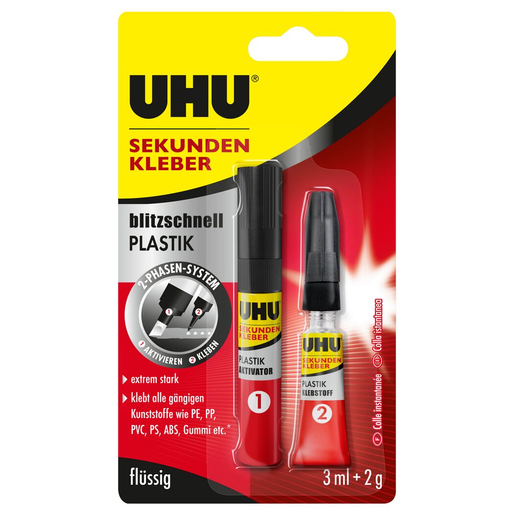 UHU Sekundenkleber Plastik, 2-Phasen-System