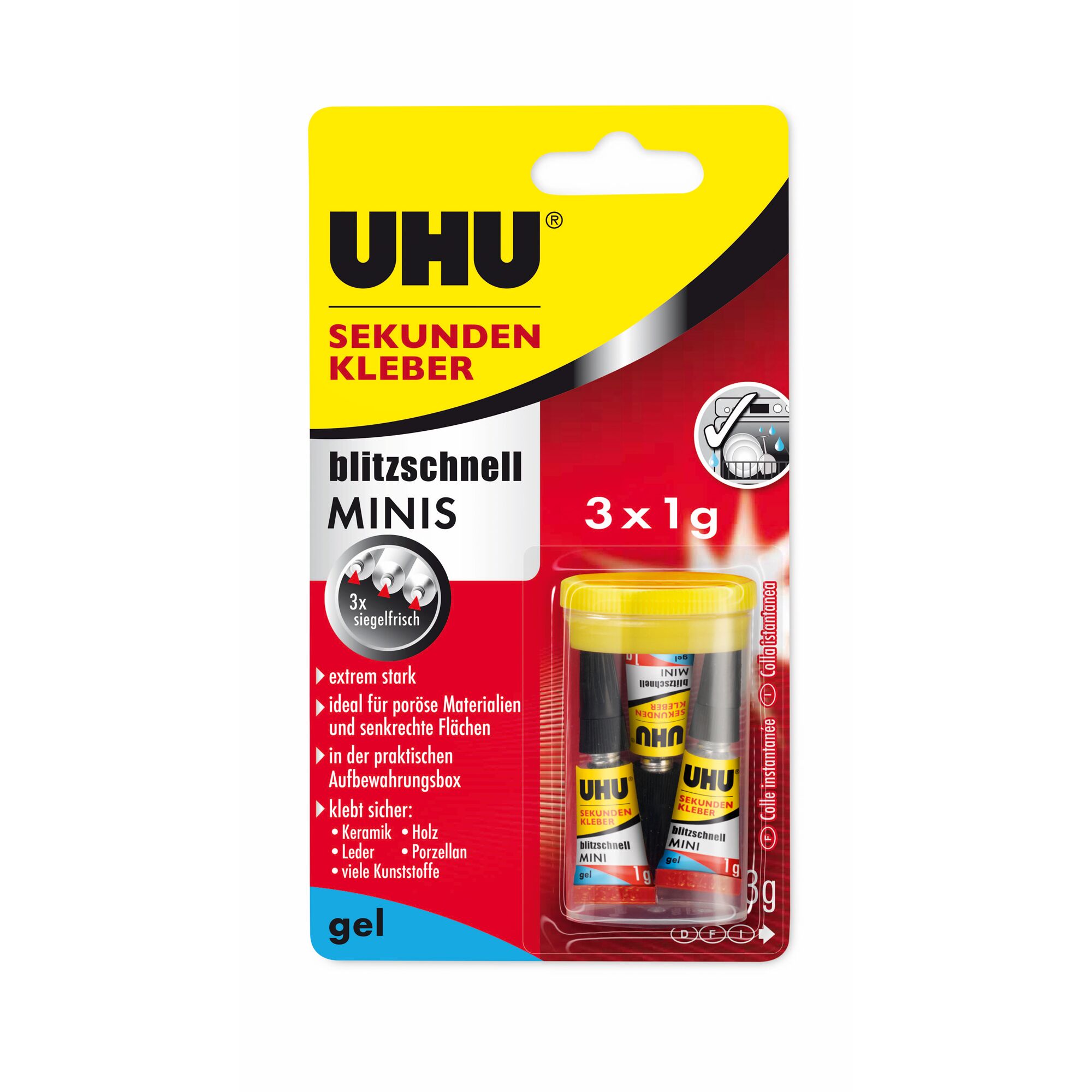 UHU Sekundenkleber Minis 3 x 1 g