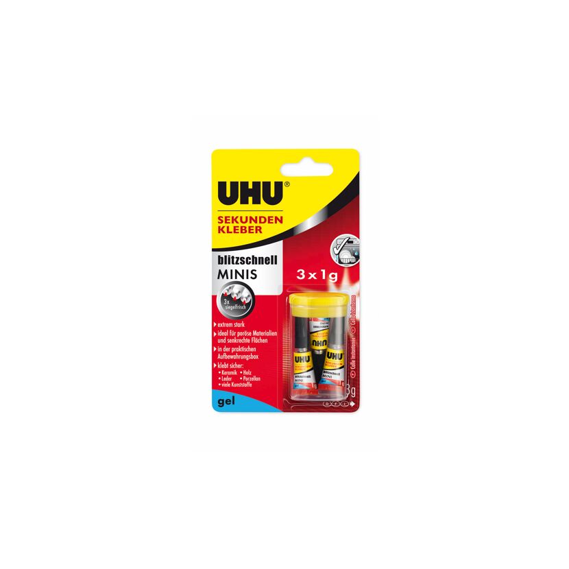 UHU Sekundenkleber Minis 3 x 1 g Tuben